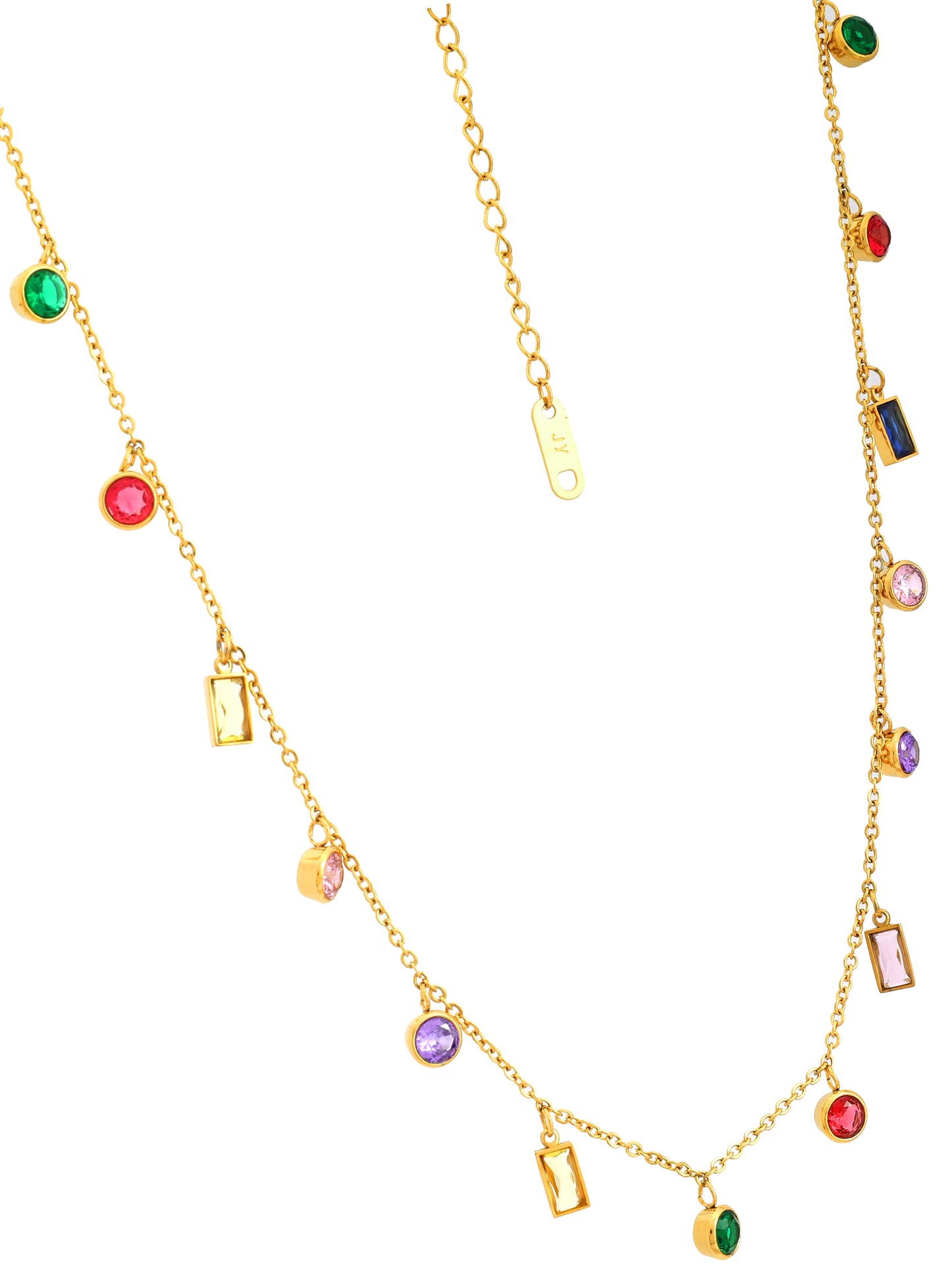 Gold-Plated Multicolor Gem Necklace