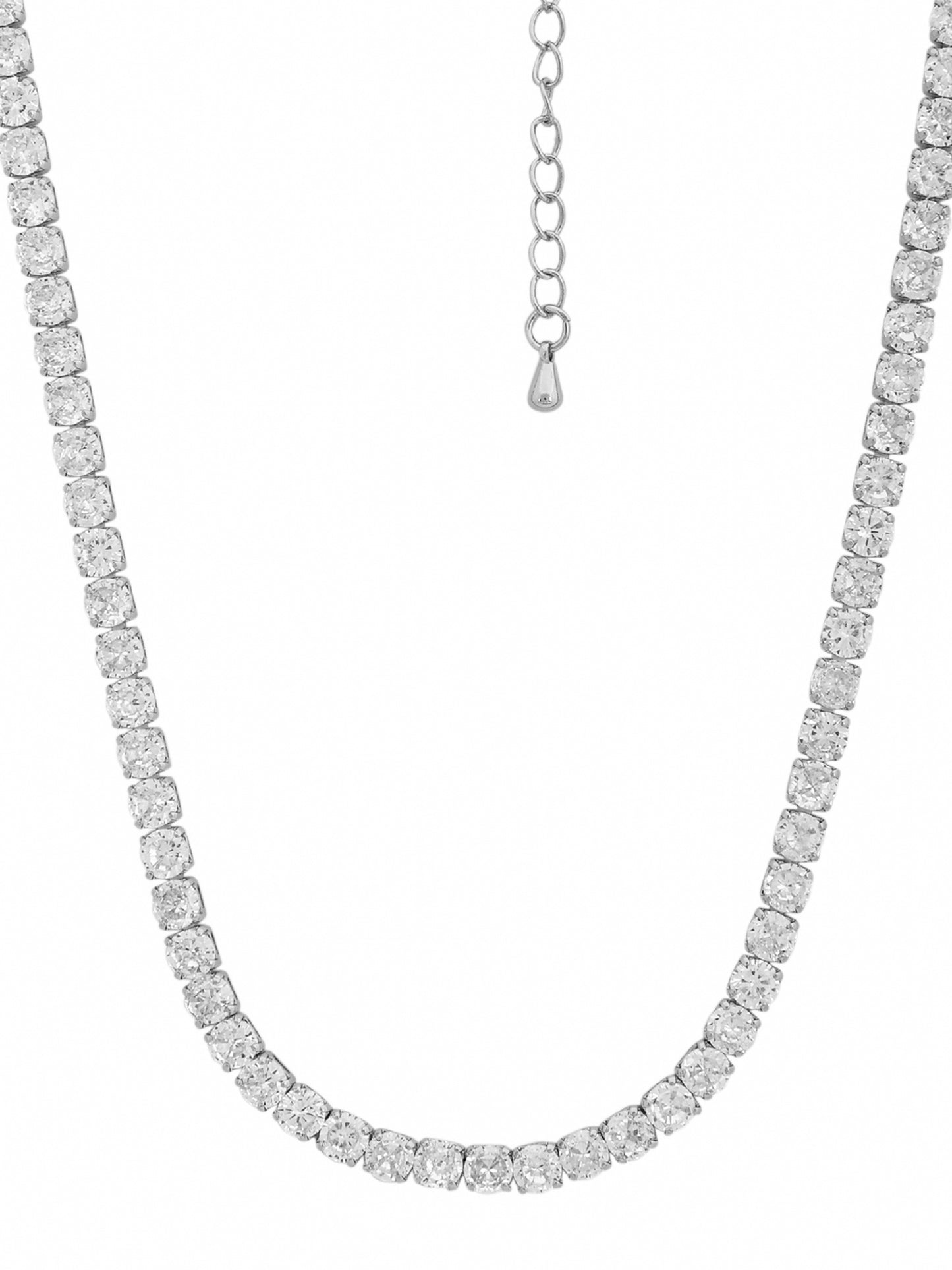 Elegant Silver Tennis Necklace