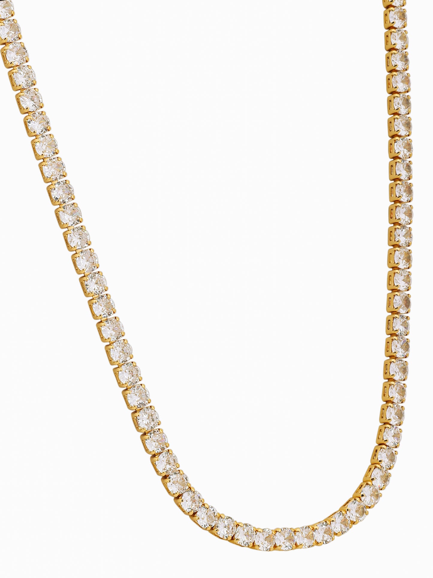 Round Cut CZ Tennis Chain Necklace