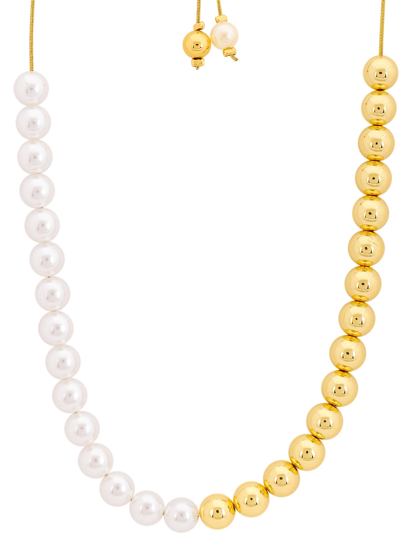 Gold-Plated and Pearl Bead Necklace