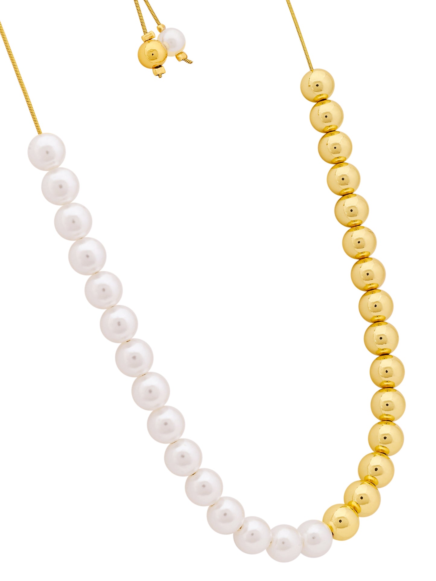 Gold-Plated and Pearl Bead Necklace