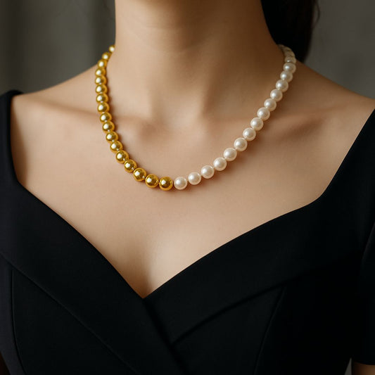 Gold-Plated and Pearl Bead Necklace