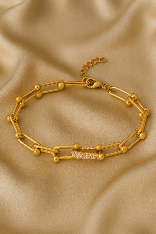 Crystal-Encrusted Link Chain Bracelet