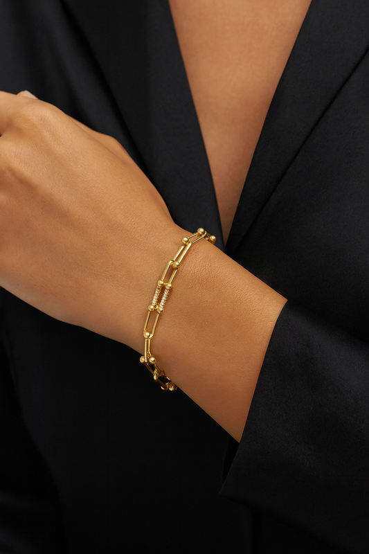 Crystal-Encrusted Link Chain Bracelet