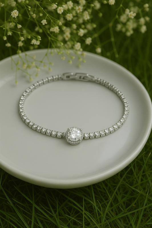 Cushion Cut Halo Tennis Bracelet