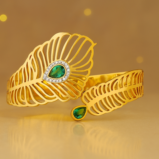 Peacock Feather Cuff Bracelet