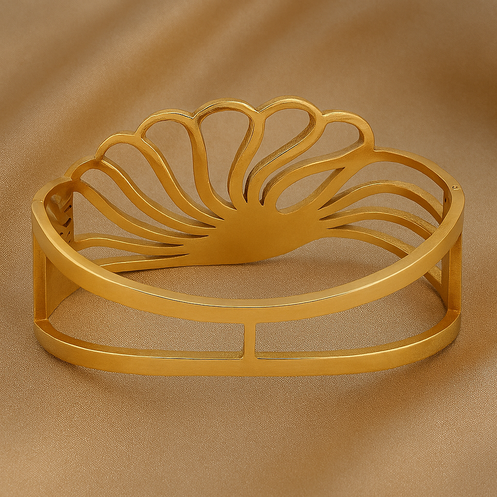 Luxe Petal Openwork 18k Gold Plated Bangle