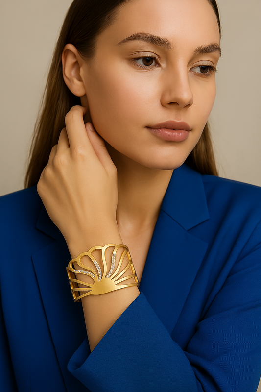 Luxe Petal Openwork 18k Gold Plated Bangle