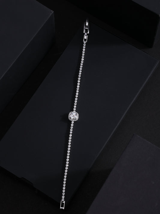 Cushion Cut Halo Tennis Bracelet