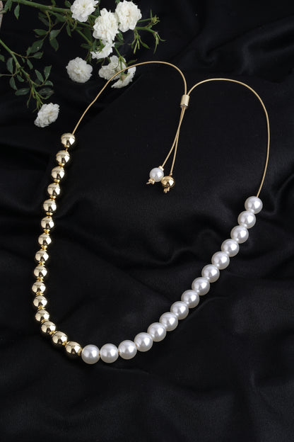 Gold-Plated and Pearl Bead Necklace