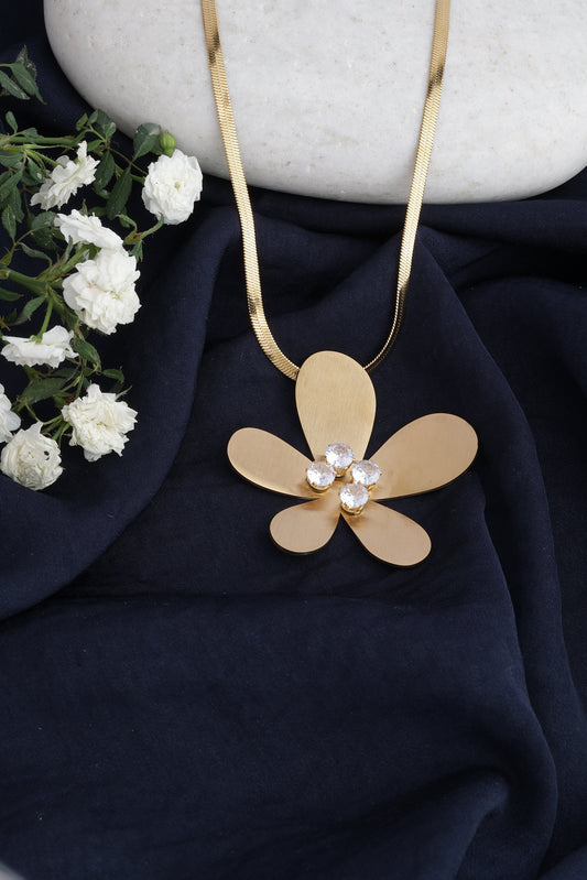 Floral Charm Necklace in Gold
