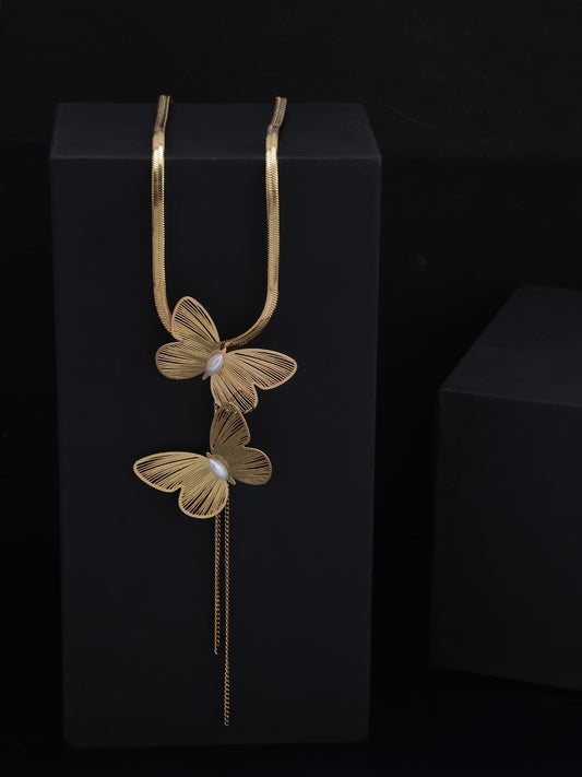 Twin Butterfly Cascade Necklace