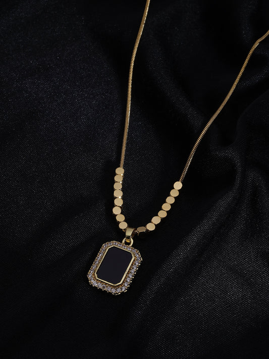Emerald Cut Black Stone Necklace