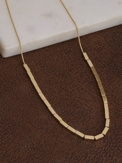 Elegant Gold-Plated Cube Necklace