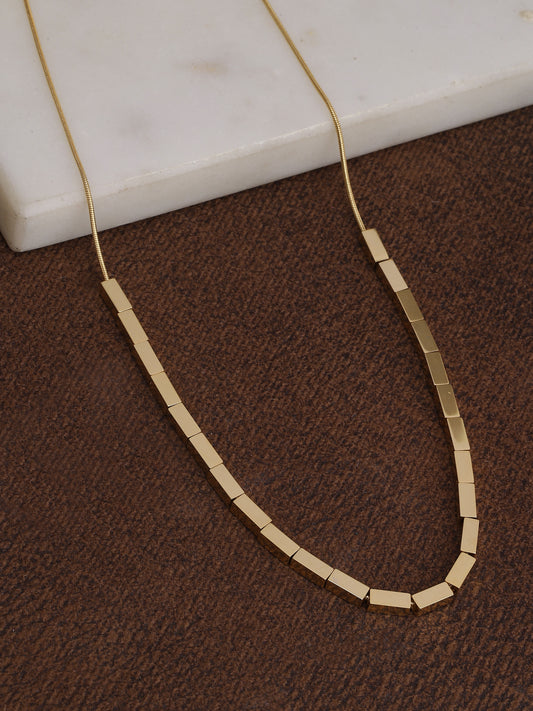 Elegant Gold-Plated Cube Necklace