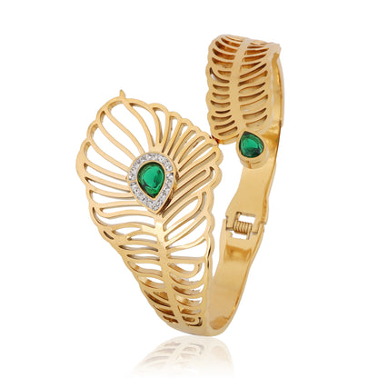 Peacock Feather Cuff Bracelet