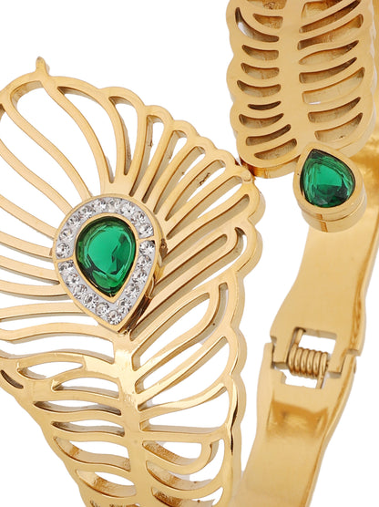 Peacock Feather Cuff Bracelet
