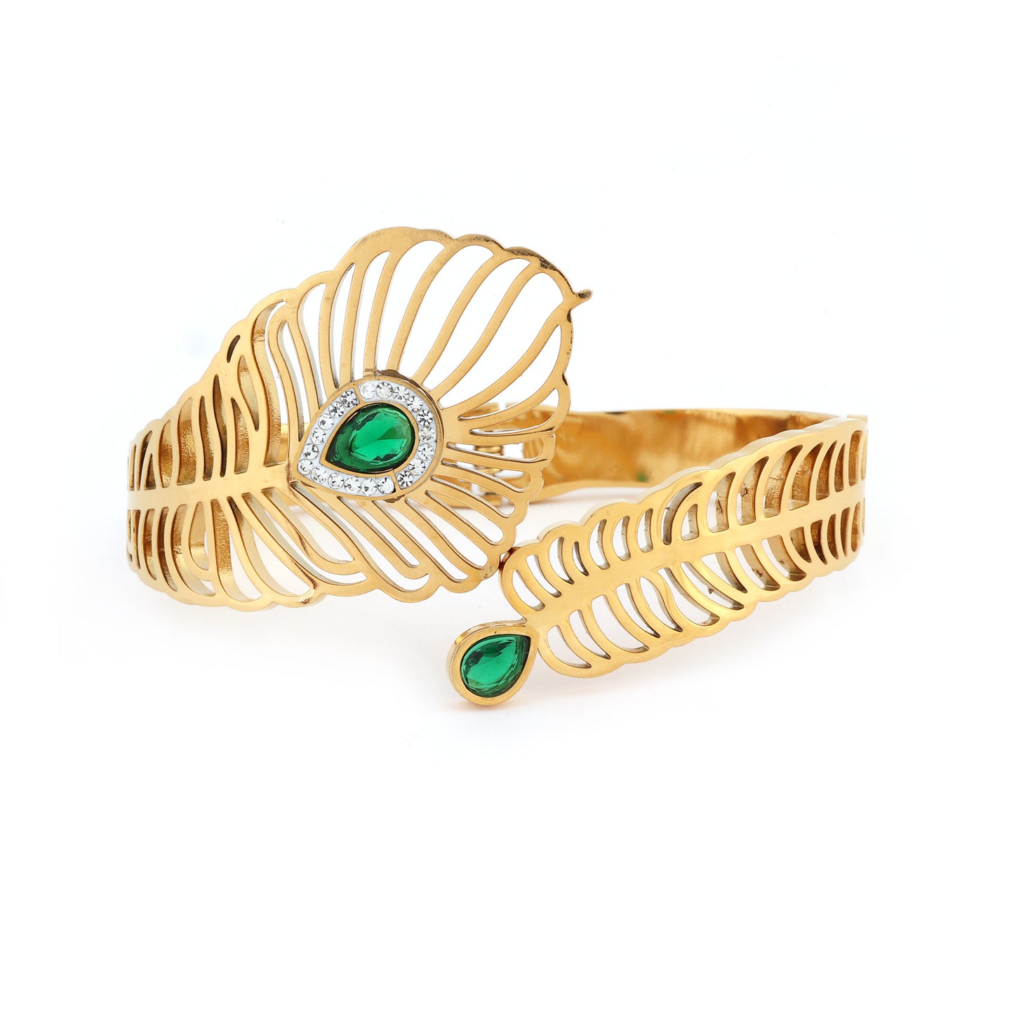 Peacock Feather Cuff Bracelet