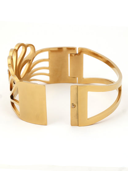 Luxe Petal Openwork 18k Gold Plated Bangle