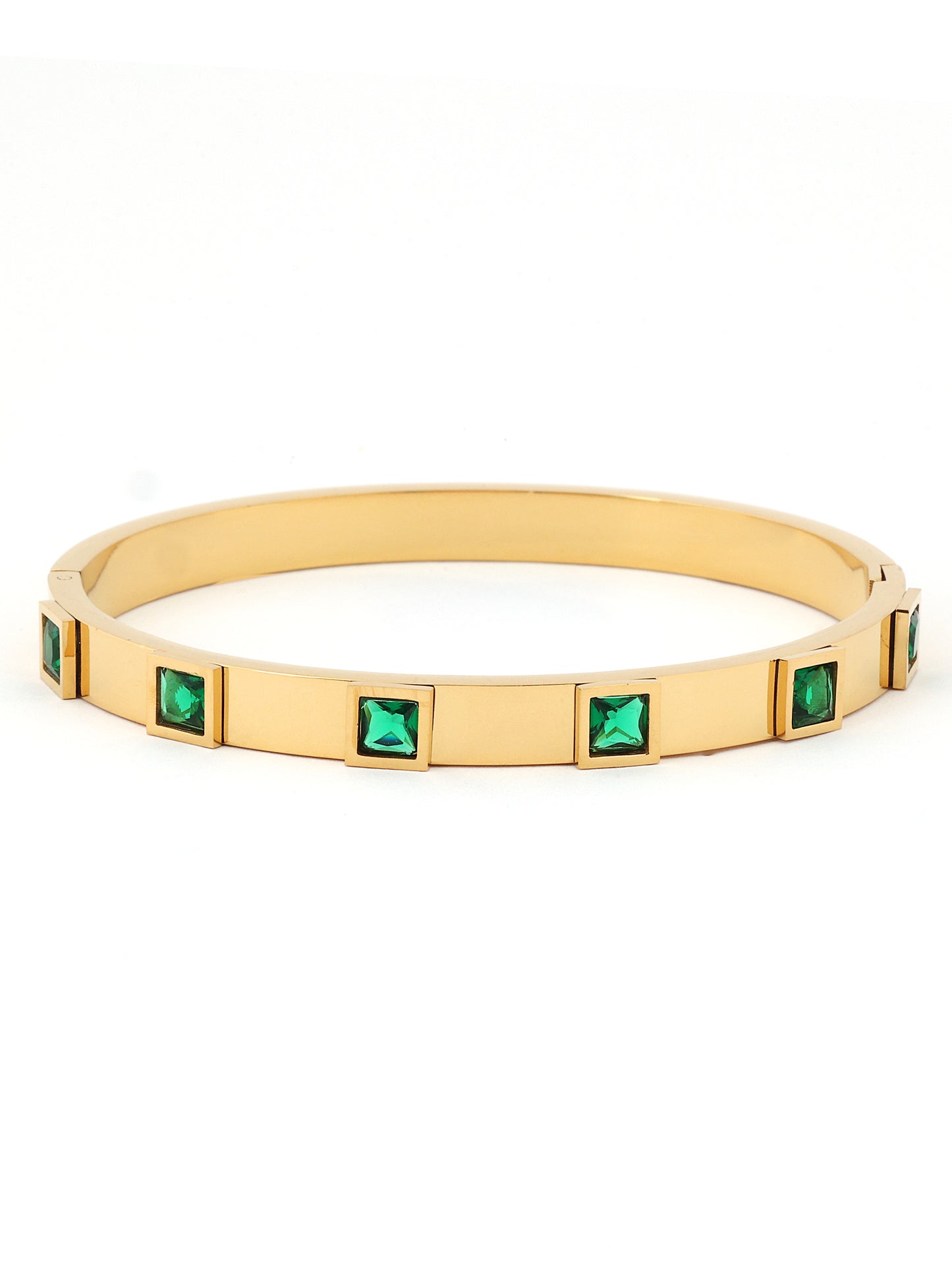 Green Emerald 18k Gold Plated Bracelet