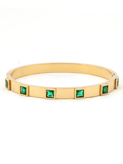 Green Emerald 18k Gold Plated Bracelet