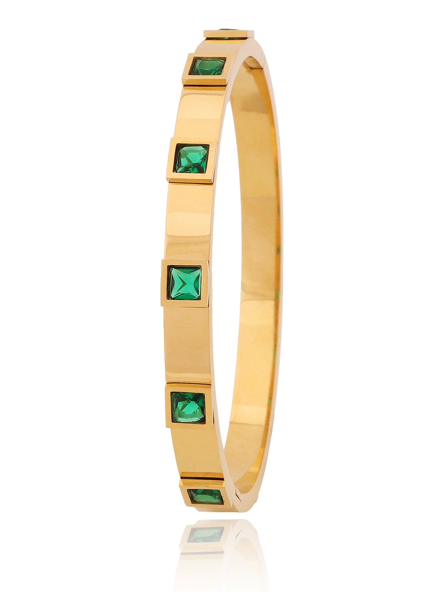 Green Emerald 18k Gold Plated Bracelet