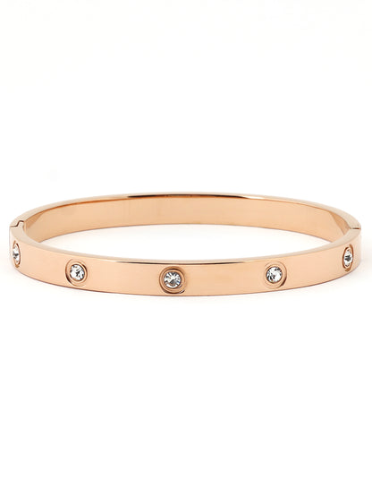 18k Rose Gold Plated Bracelet With American Diamond