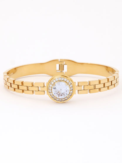 18k Gold Plated Round Crystal American Diamond Bracelet