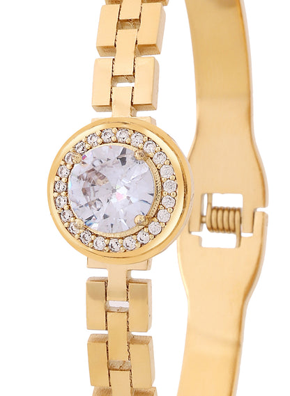 18k Gold Plated Round Crystal American Diamond Bracelet