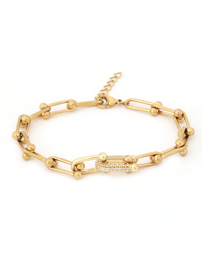 Crystal-Encrusted Link Chain Bracelet