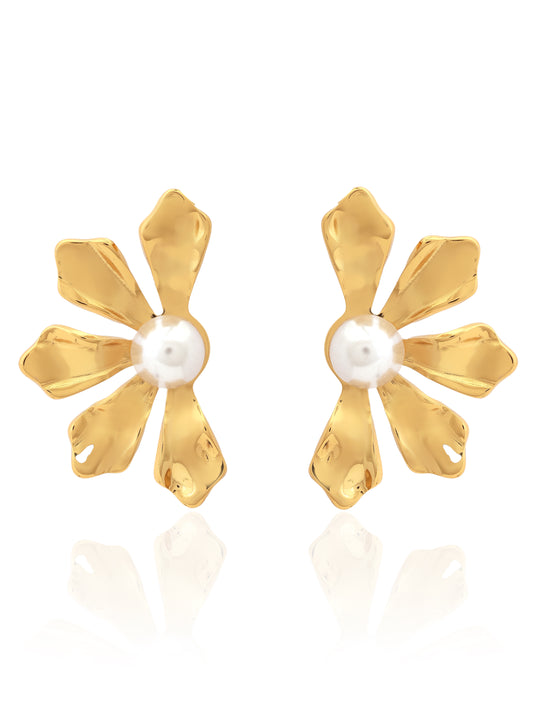 Petal Pearl Stud Earrings