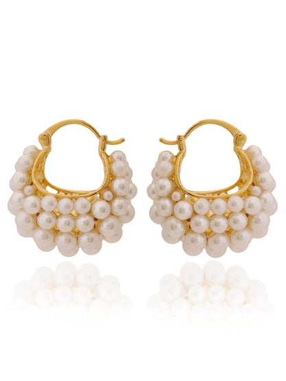 Beaded Pearl Hoop Earrings