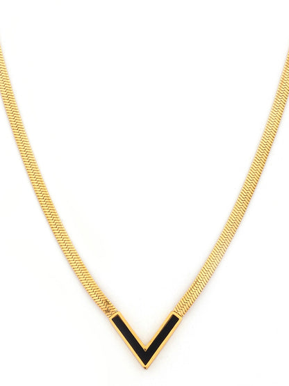 Black Enamel Chevron Necklace