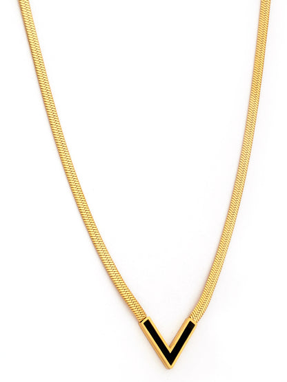 Black Enamel Chevron Necklace