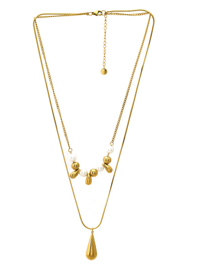 Double Layer Teardrop Pearl Necklace