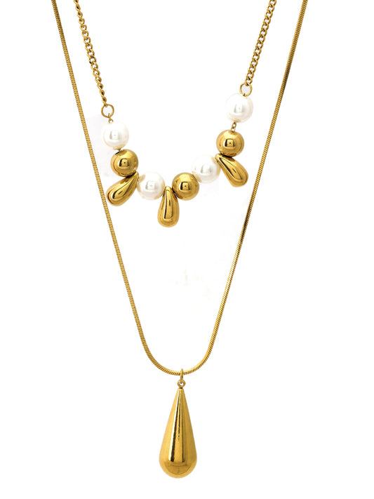 Double Layer Teardrop Pearl Necklace