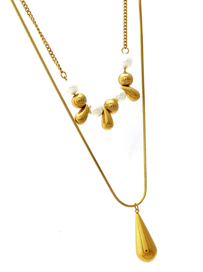 Double Layer Teardrop Pearl Necklace