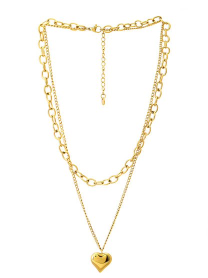 Double Layer Heart Charm Necklace