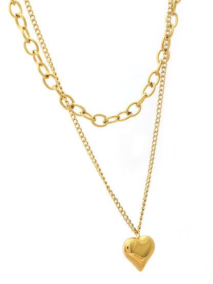 Double Layer Heart Charm Necklace