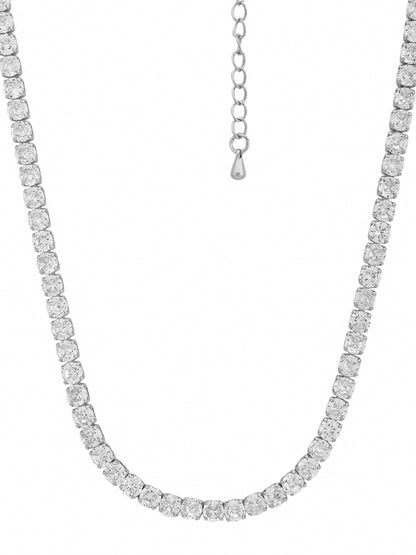Elegant Silver Tennis Necklace