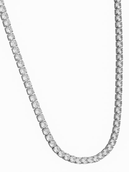 Elegant Silver Tennis Necklace