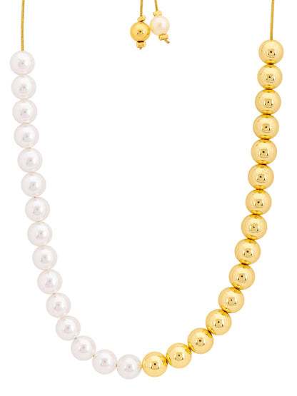Gold-Plated and Pearl Bead Necklace