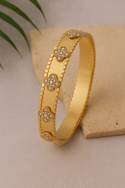 Elegant Clover Bloom Cuff Bracelet