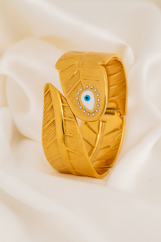 Golden Plume Evil Eye Bangle
