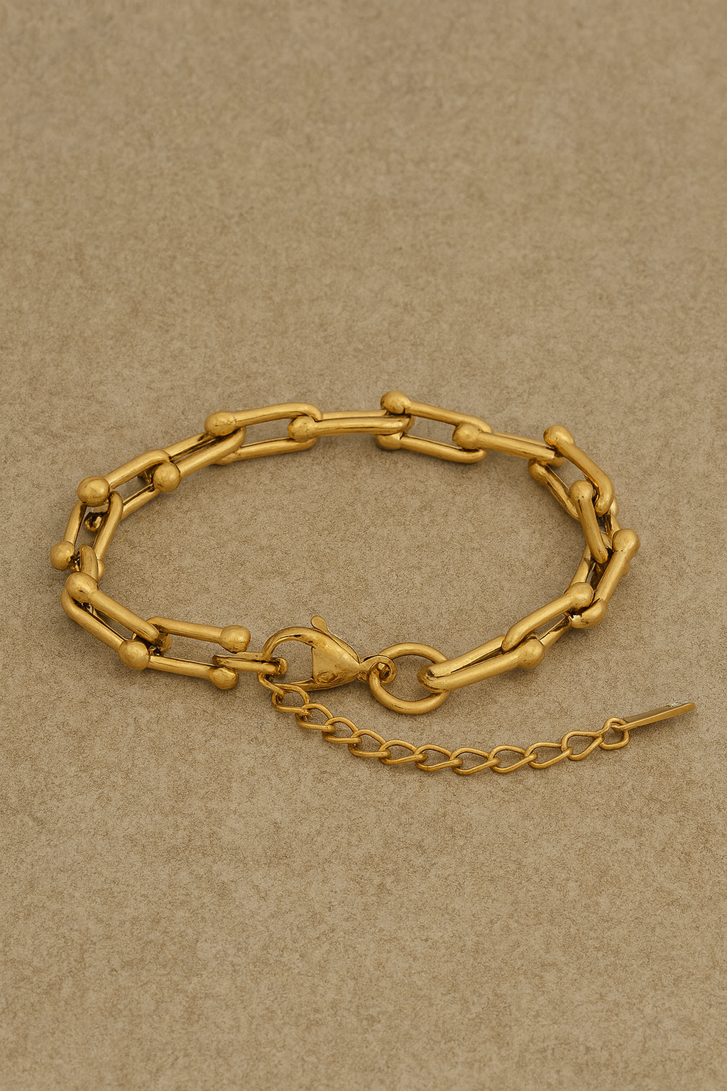 14K Gold Paperclip Ball Accent Chain Bracelet