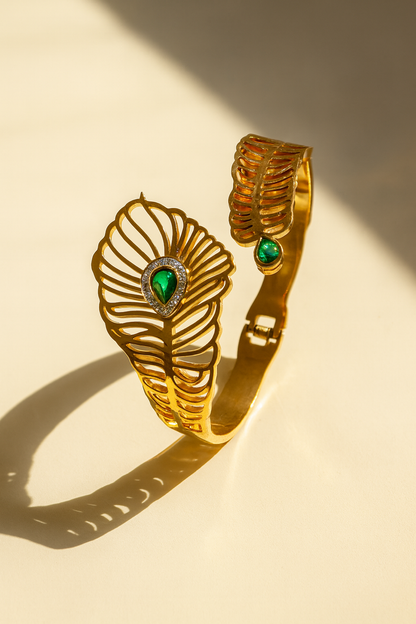 Peacock Feather Cuff Bracelet