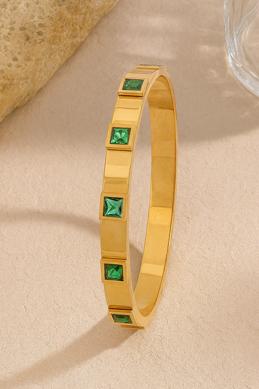 Green Emerald 18k Gold Plated Bracelet