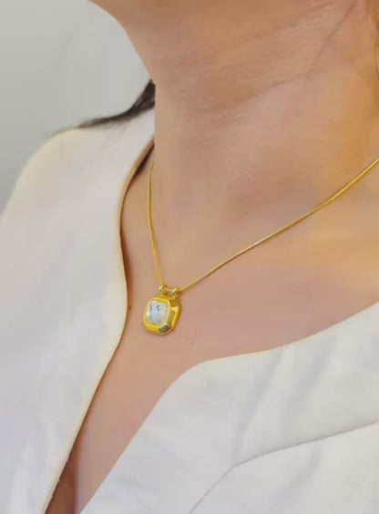 Octagon Stone Pendant Necklace