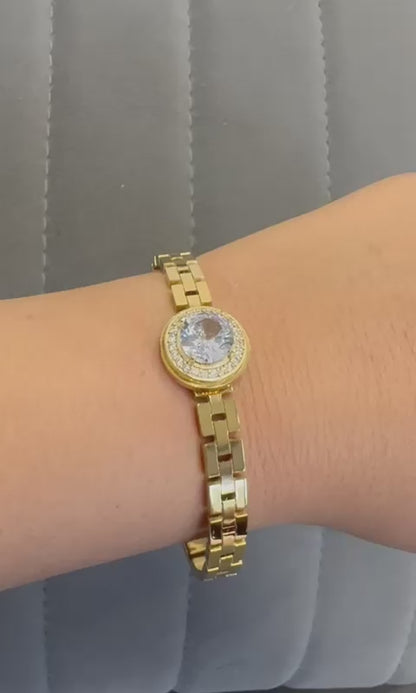 18k Gold Plated Round Crystal American Diamond Bracelet