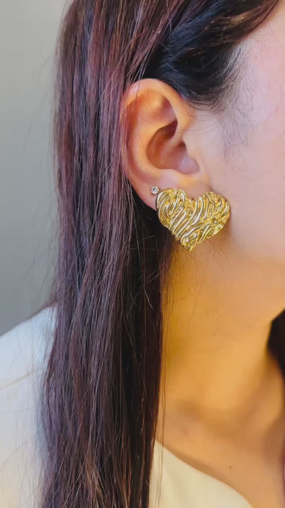 Gold Heart Chunky Studs